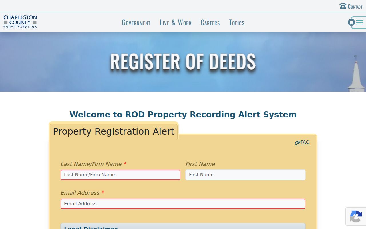 North Charleston residents directory Charleston County property recording alert signup